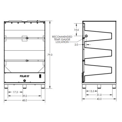 BONAIR Plastics PB57, 57 Cubic Feet Large Upright Freezers, OD 48 x 40 x 79, ID 41 x 36.5 x 66.5, 334 lbs. 