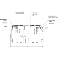 NORWESCO 43495, 750 With Gasket & Tees, Below Ground Low Profile Septic Tank, Single Compartment