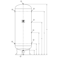 T240V-300, 240 Gallon Vertical Air Tank, 300 PSI, ASME Coded, Quincy Compressor